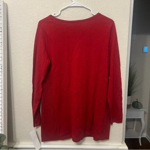 PETITE SMALL J Jill true Red Scoop Neck
Lightweight Ribbed Sides Sweater - Picture 13 of 16